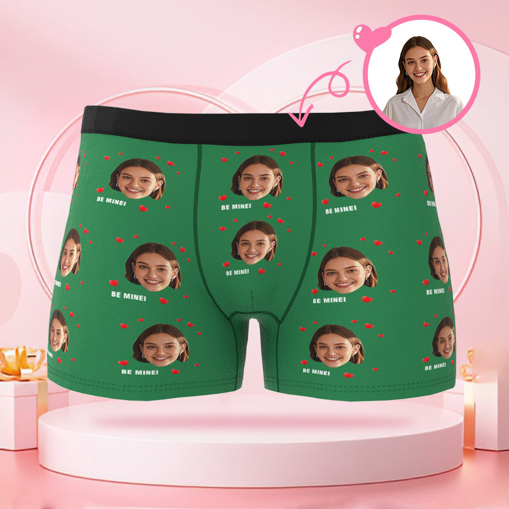 Personalisierte Gesichts-foto-avatar-herren-boxershorts Mit Mehreren Herzmustern, Boxer-geschenk Für Freund Zum Valentinstag - DePhotoBoxer