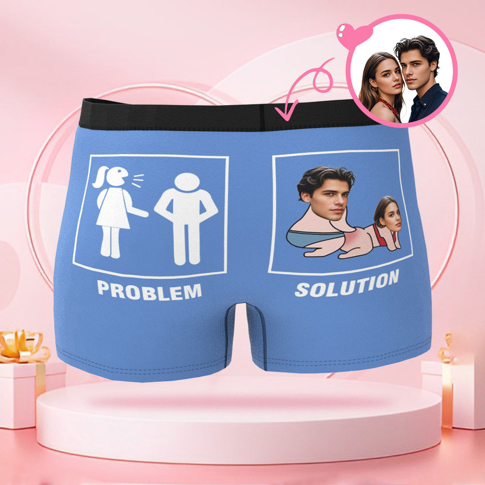 Maßgeschneiderte Herren-boxershorts Mit Pärchen-gesichts-foto-cartoon-motiven, Boxershorts Für Valentinstagsgeschenke Für Freunde - DePhotoBoxer