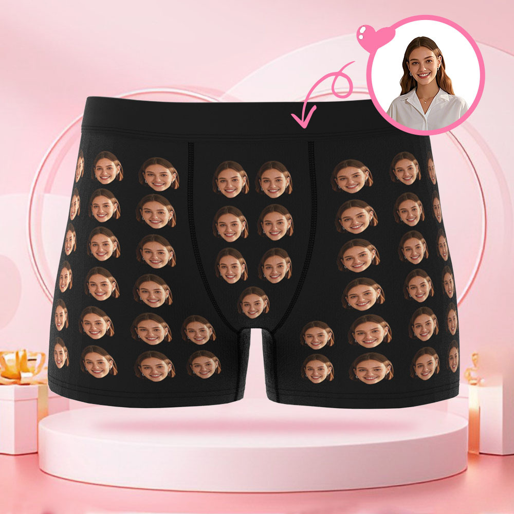Personalisiertes Fotoportrait Mit Vorder- Und Rückseite Für Herren-boxershorts, Valentinstags-boxershorts, Geschenk Für Den Freund - DePhotoBoxer