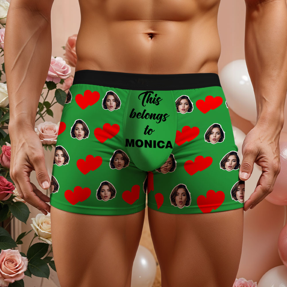 Benutzerdefinierte Gesichts-boxershorts Für Herren. Dies Gehört Zum Namen. Gesichts-boxershorts. Personalisierte Rosa Gesichts-boxershorts. Valentinstag-unterwäsche-geschenk - DePhotoBoxer