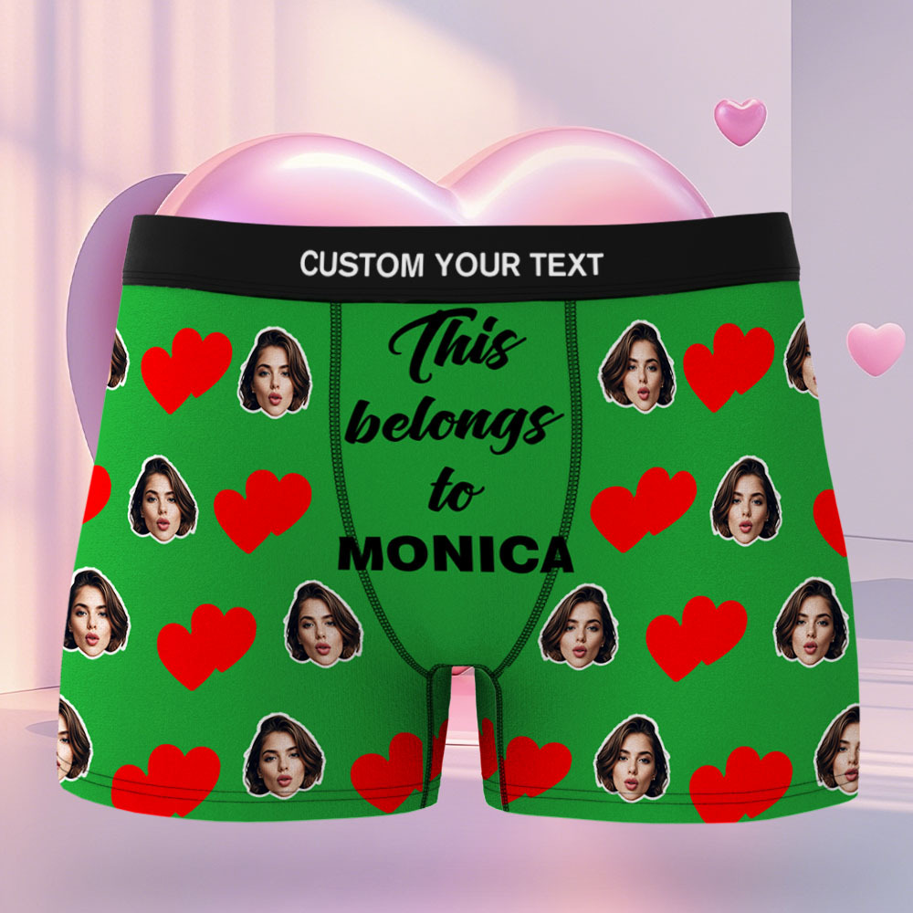 Benutzerdefinierte Gesichts-boxershorts Für Herren. Dies Gehört Zum Namen. Gesichts-boxershorts. Personalisierte Rosa Gesichts-boxershorts. Valentinstag-unterwäsche-geschenk - DePhotoBoxer