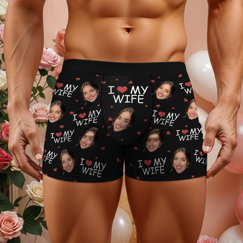 Ich Liebe Meine Frau – Personalisierte Foto-herren-boxershorts – Jahrestagsgeschenke Für Männer, Ehemann, Ihn - DePhotoBoxer