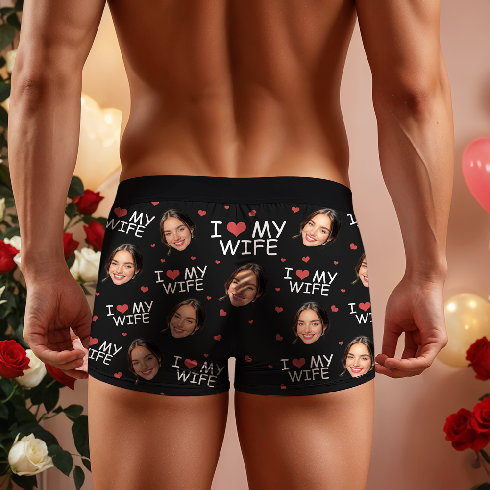 Ich Liebe Meine Frau – Personalisierte Foto-herren-boxershorts – Jahrestagsgeschenke Für Männer, Ehemann, Ihn - DePhotoBoxer