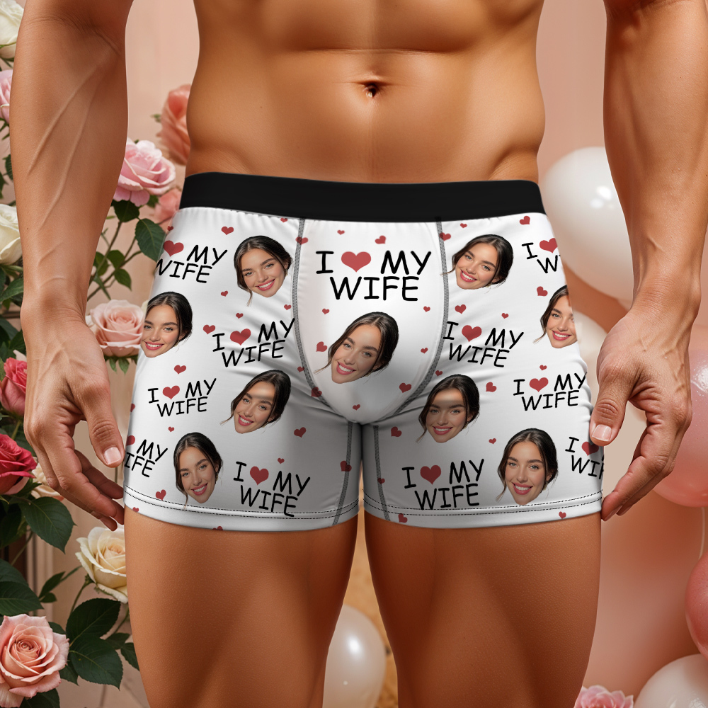 Ich Liebe Meine Frau – Personalisierte Foto-herren-boxershorts – Jahrestagsgeschenke Für Männer, Ehemann, Ihn - DePhotoBoxer