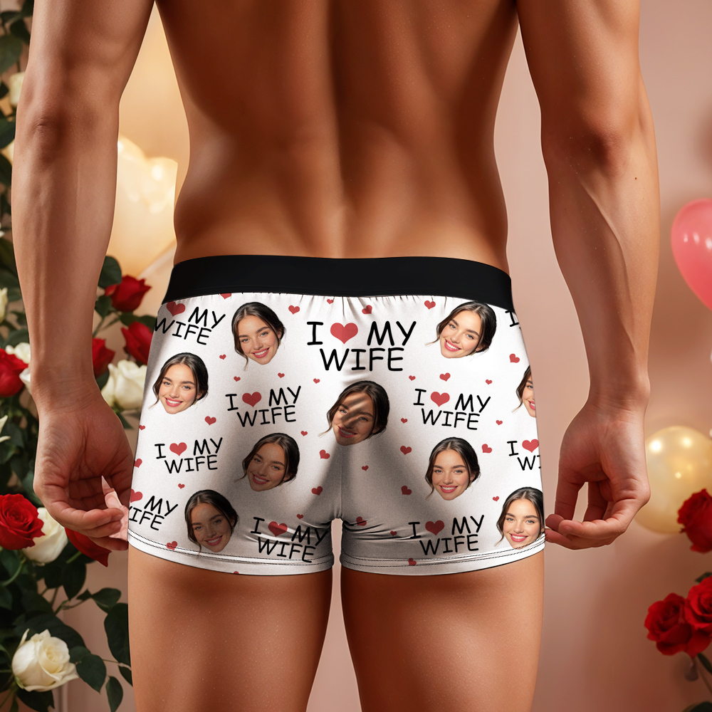 Ich Liebe Meine Frau – Personalisierte Foto-herren-boxershorts – Jahrestagsgeschenke Für Männer, Ehemann, Ihn - DePhotoBoxer