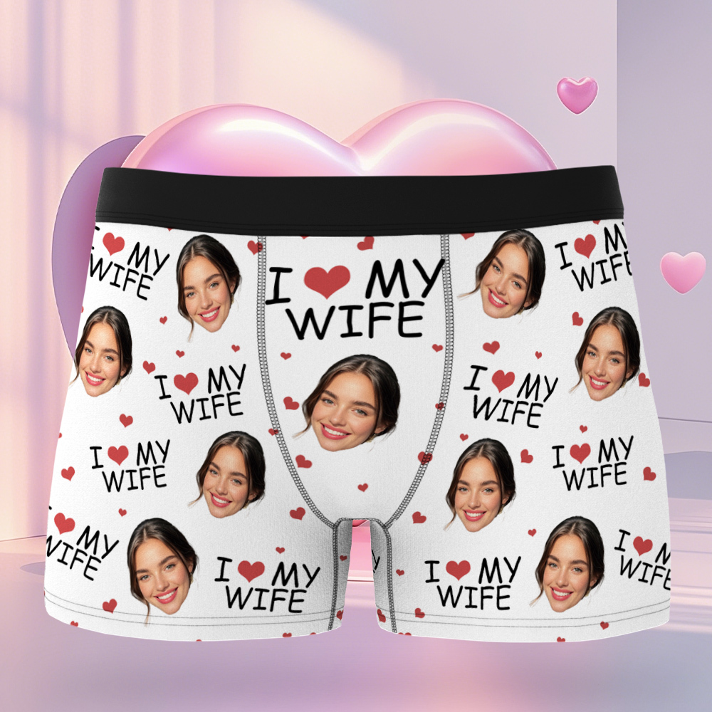 Ich Liebe Meine Frau – Personalisierte Foto-herren-boxershorts – Jahrestagsgeschenke Für Männer, Ehemann, Ihn - DePhotoBoxer