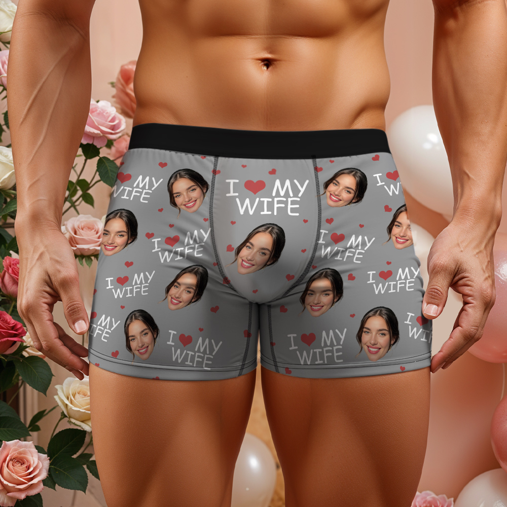 Ich Liebe Meine Frau – Personalisierte Foto-herren-boxershorts – Jahrestagsgeschenke Für Männer, Ehemann, Ihn - DePhotoBoxer
