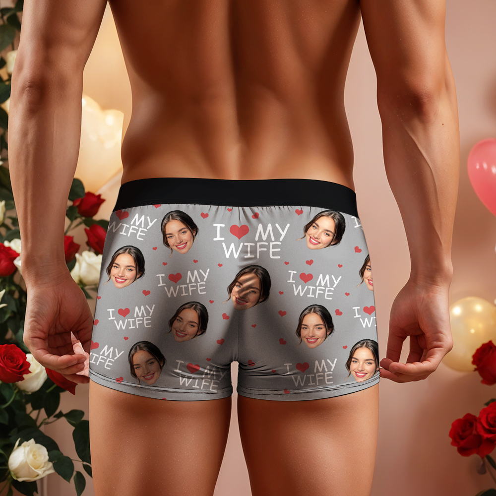 Ich Liebe Meine Frau – Personalisierte Foto-herren-boxershorts – Jahrestagsgeschenke Für Männer, Ehemann, Ihn - DePhotoBoxer