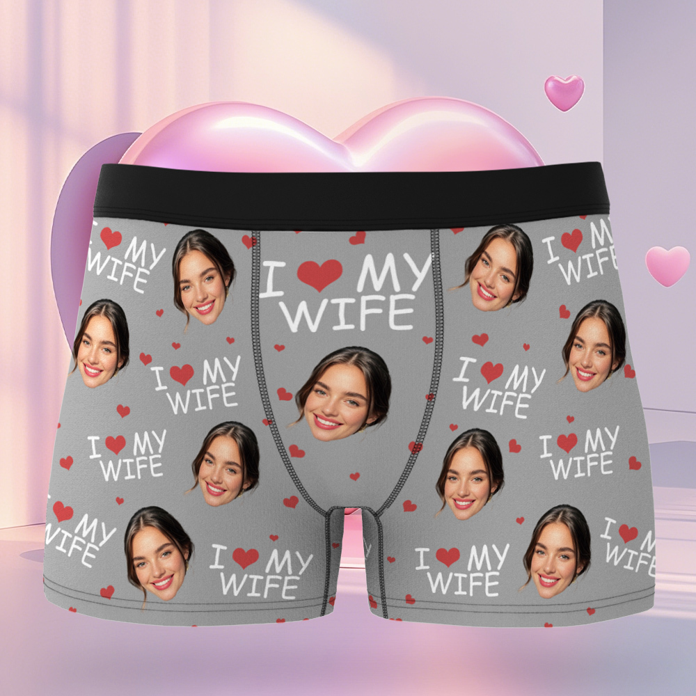 Ich Liebe Meine Frau – Personalisierte Foto-herren-boxershorts – Jahrestagsgeschenke Für Männer, Ehemann, Ihn - DePhotoBoxer