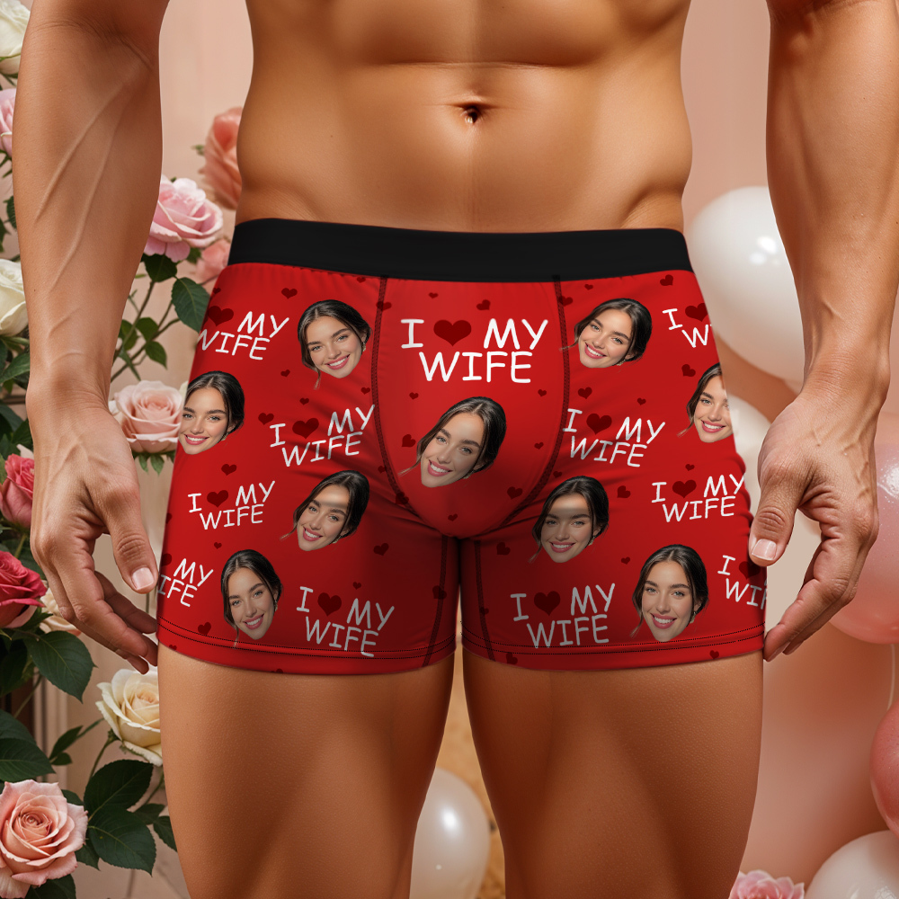 Ich Liebe Meine Frau – Personalisierte Foto-herren-boxershorts – Jahrestagsgeschenke Für Männer, Ehemann, Ihn - DePhotoBoxer