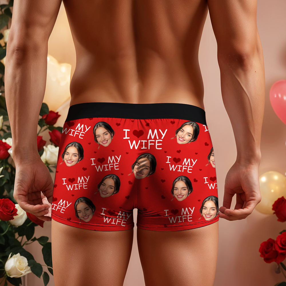 Ich Liebe Meine Frau – Personalisierte Foto-herren-boxershorts – Jahrestagsgeschenke Für Männer, Ehemann, Ihn - DePhotoBoxer