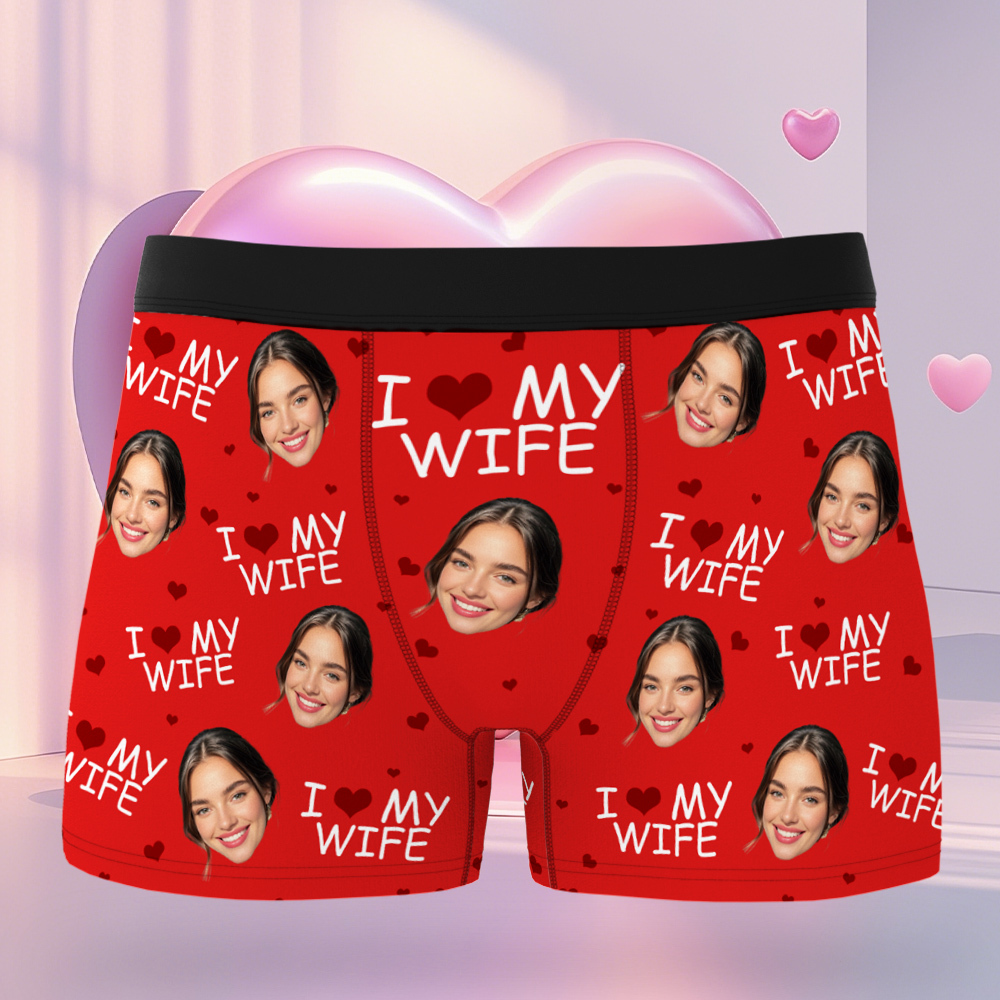 Ich Liebe Meine Frau – Personalisierte Foto-herren-boxershorts – Jahrestagsgeschenke Für Männer, Ehemann, Ihn - DePhotoBoxer
