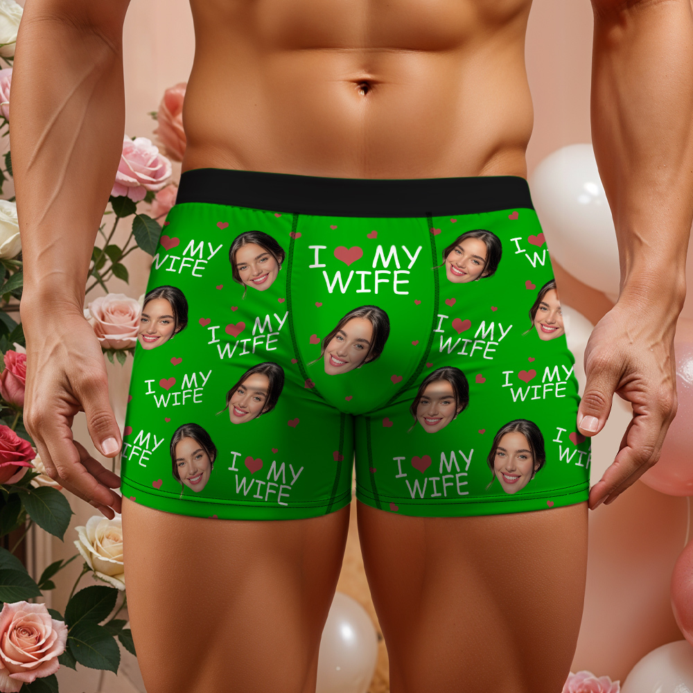 Ich Liebe Meine Frau – Personalisierte Foto-herren-boxershorts – Jahrestagsgeschenke Für Männer, Ehemann, Ihn - DePhotoBoxer