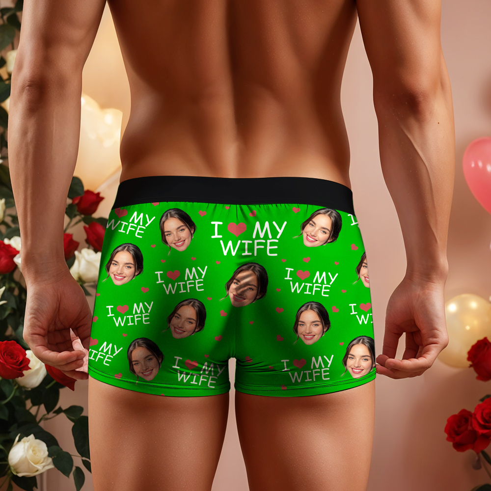 Ich Liebe Meine Frau – Personalisierte Foto-herren-boxershorts – Jahrestagsgeschenke Für Männer, Ehemann, Ihn - DePhotoBoxer