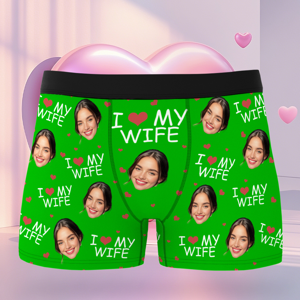 Ich Liebe Meine Frau – Personalisierte Foto-herren-boxershorts – Jahrestagsgeschenke Für Männer, Ehemann, Ihn - DePhotoBoxer