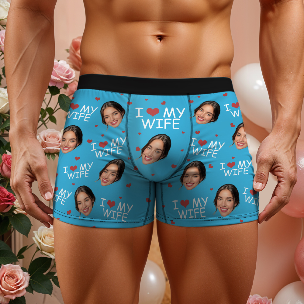 Ich Liebe Meine Frau – Personalisierte Foto-herren-boxershorts – Jahrestagsgeschenke Für Männer, Ehemann, Ihn - DePhotoBoxer