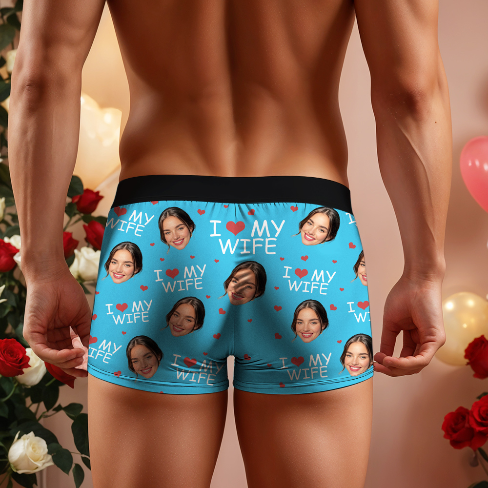 Ich Liebe Meine Frau – Personalisierte Foto-herren-boxershorts – Jahrestagsgeschenke Für Männer, Ehemann, Ihn - DePhotoBoxer