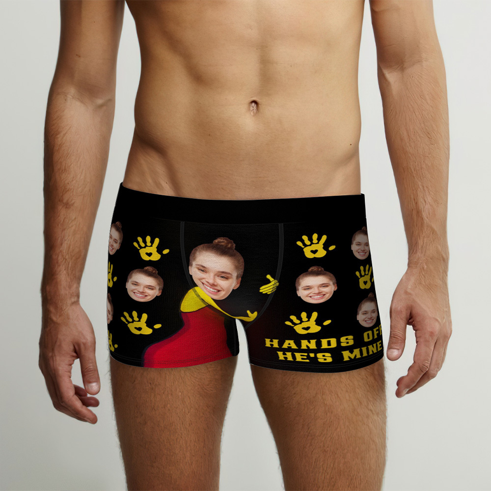 Personalisiertes Gesichtsfoto 'fass Ihn Nicht An, Er Gehört Mir' - Boxershorts Valentinstagsgeschenk Für Ehemann, Freund
