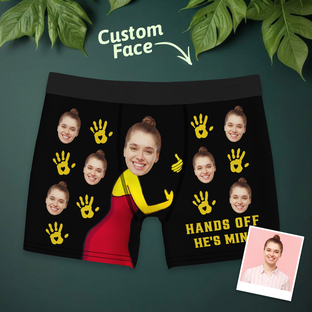 Personalisiertes Gesichtsfoto 'fass Ihn Nicht An, Er Gehört Mir' - Boxershorts Valentinstagsgeschenk Für Ehemann, Freund