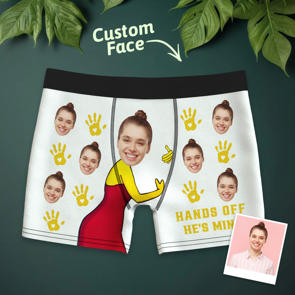Personalisiertes Gesichtsfoto 'fass Ihn Nicht An, Er Gehört Mir' - Boxershorts Valentinstagsgeschenk Für Ehemann, Freund