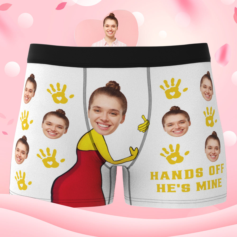 Personalisiertes Gesichtsfoto 'fass Ihn Nicht An, Er Gehört Mir' - Boxershorts Valentinstagsgeschenk Für Ehemann, Freund