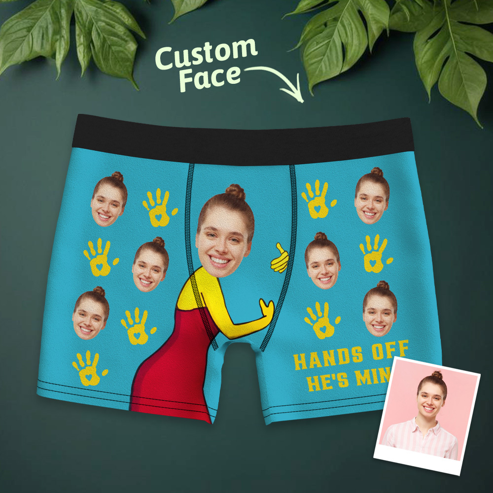 Personalisiertes Gesichtsfoto 'fass Ihn Nicht An, Er Gehört Mir' - Boxershorts Valentinstagsgeschenk Für Ehemann, Freund