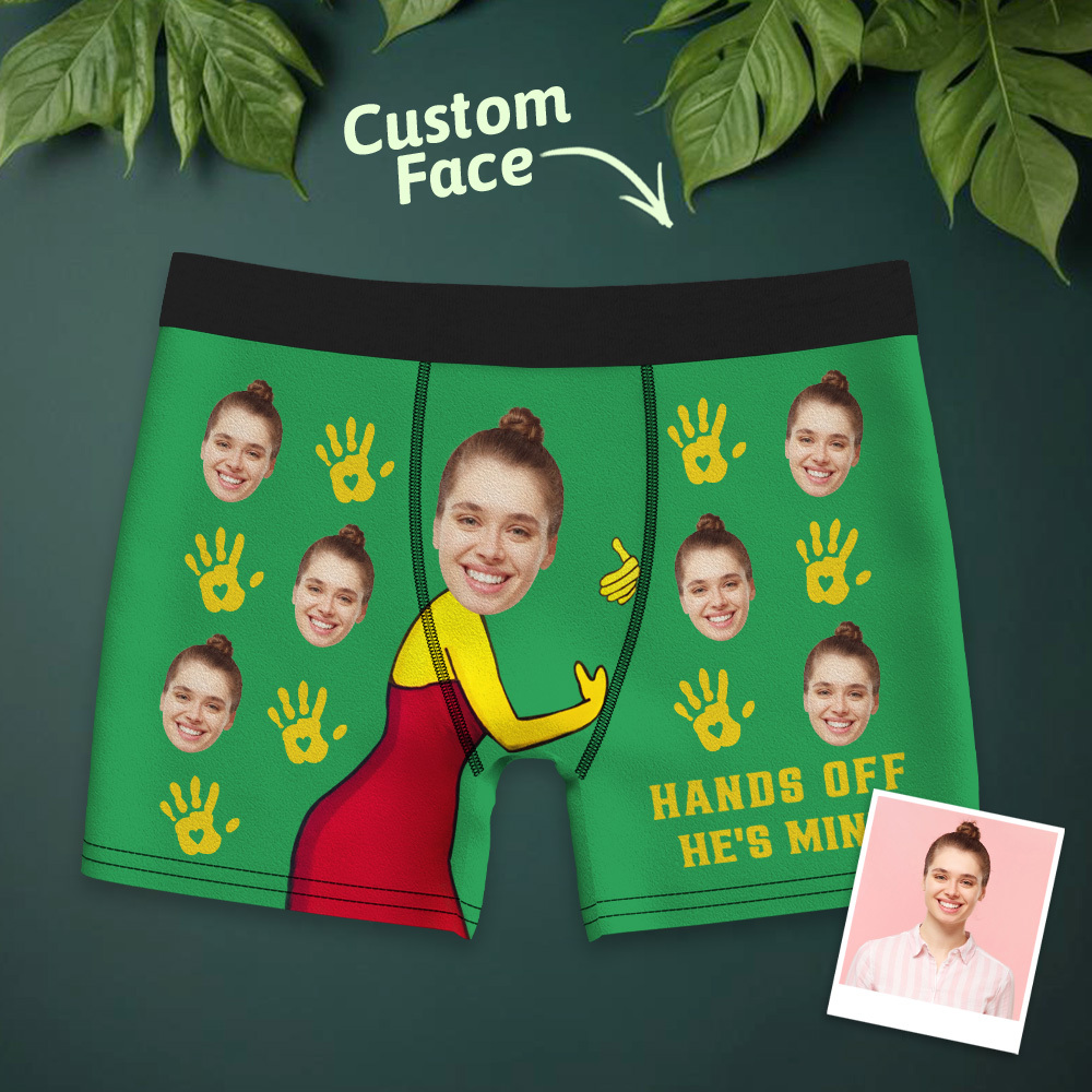 Personalisiertes Gesichtsfoto 'fass Ihn Nicht An, Er Gehört Mir' - Boxershorts Valentinstagsgeschenk Für Ehemann, Freund