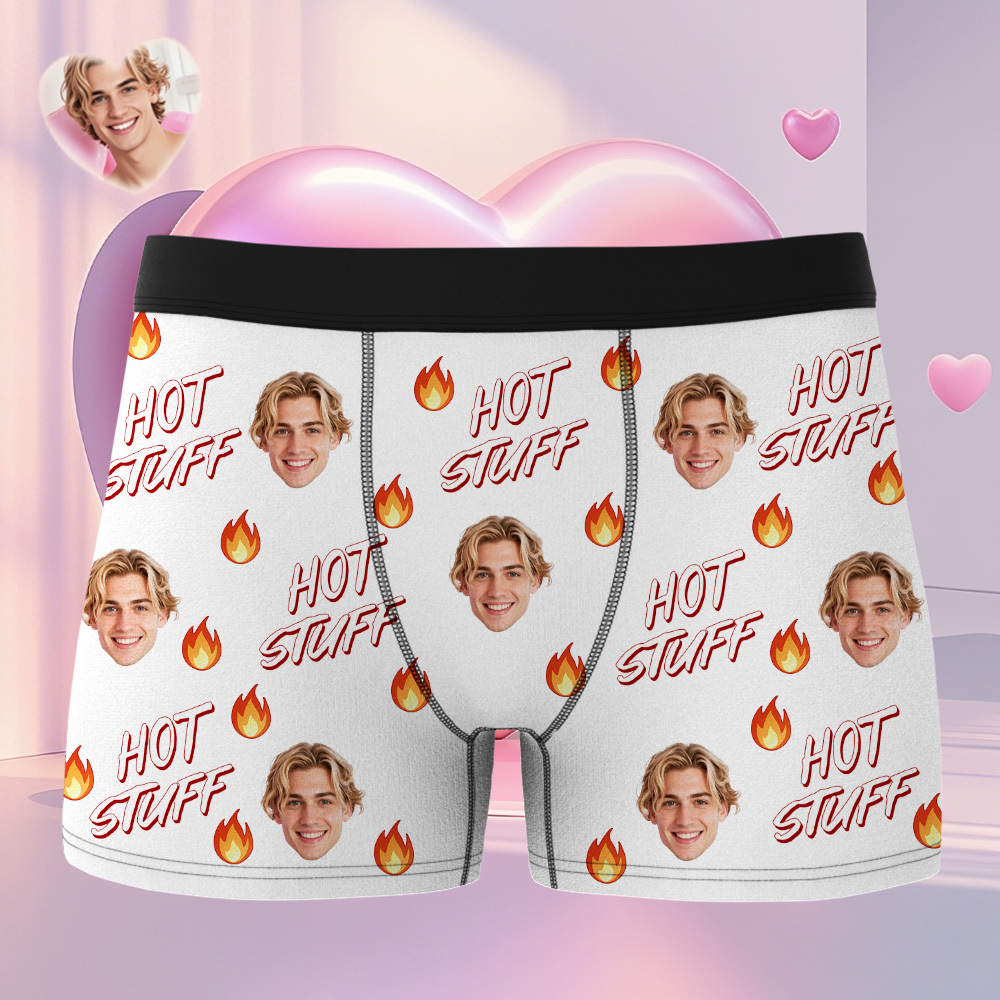 Personalisiertes Gesichtsfoto-portrait Herren-boxershorts Hot Fire Für Den Freund Valentinstagsgeschenk
