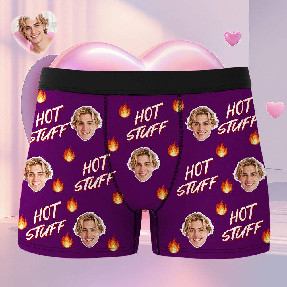 Personalisiertes Gesichtsfoto-portrait Herren-boxershorts Hot Fire Für Den Freund Valentinstagsgeschenk - DePhotoBoxer
