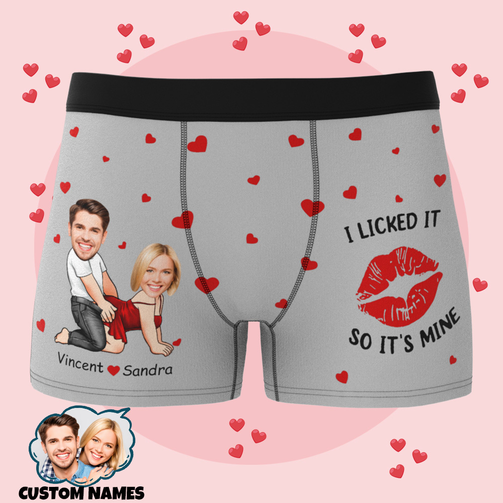 Personalisierte Herren-boxershorts Mit Aufschrift „i Licked It So It's Mine Naughty Couple" - DePhotoBoxer