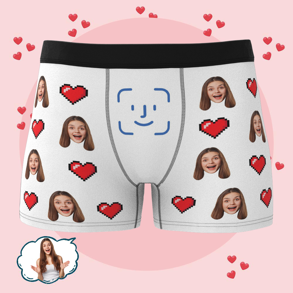 Personalisierte Gesichtserkennungsunterwäsche Für Männer, Individuell Für Ihn, Freund, Jahrestag, Geburtstag, Valentinstag - DePhotoBoxer