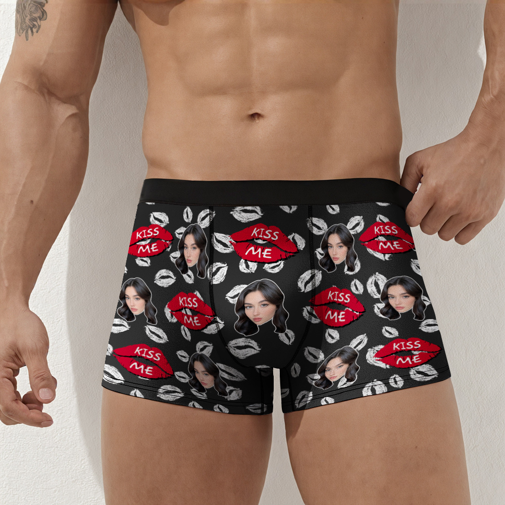 Benutzerdefinierte Gesichtsunterwäsche Für Männer, Personalisierte Foto-boxershorts, Unterwäsche Als Jubiläumsgeschenk - DePhotoBoxer