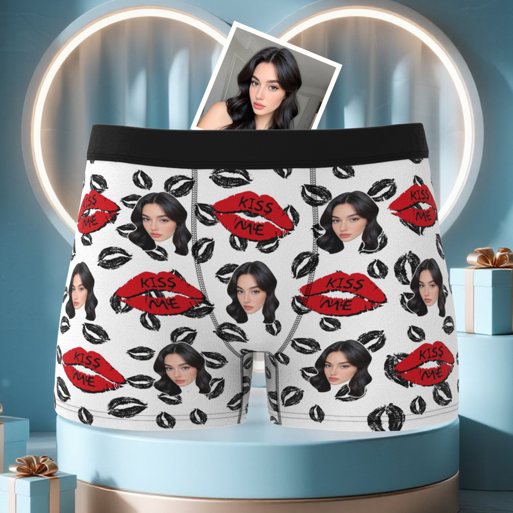 Benutzerdefinierte Gesichtsunterwäsche Für Männer, Personalisierte Foto-boxershorts, Unterwäsche Als Jubiläumsgeschenk - DePhotoBoxer