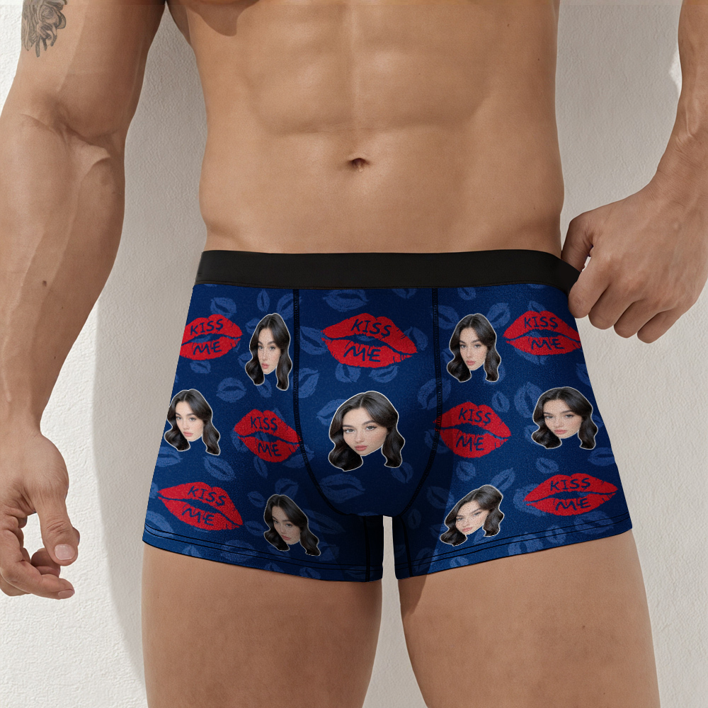 Benutzerdefinierte Gesichtsunterwäsche Für Männer, Personalisierte Foto-boxershorts, Unterwäsche Als Jubiläumsgeschenk - DePhotoBoxer