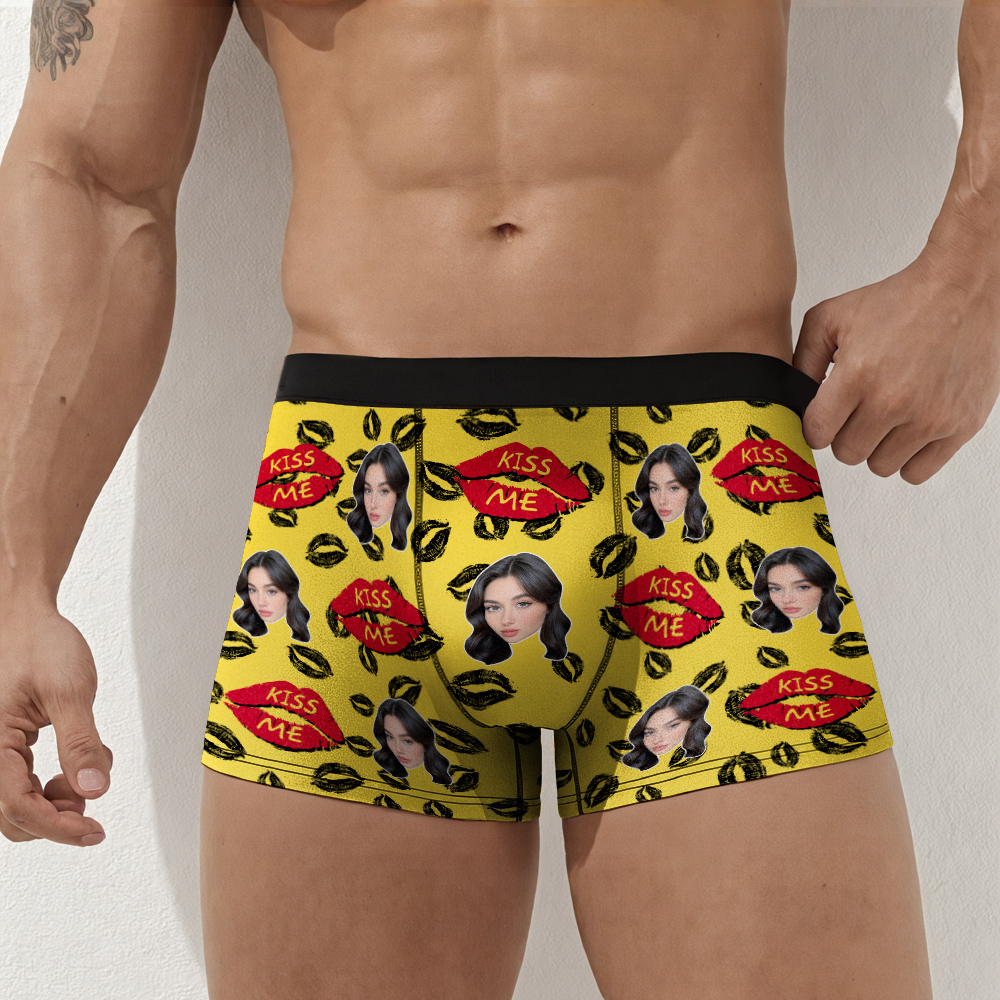 Benutzerdefinierte Gesichtsunterwäsche Für Männer, Personalisierte Foto-boxershorts, Unterwäsche Als Jubiläumsgeschenk - DePhotoBoxer