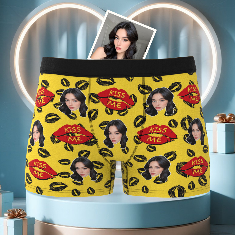 Benutzerdefinierte Gesichtsunterwäsche Für Männer, Personalisierte Foto-boxershorts, Unterwäsche Als Jubiläumsgeschenk - DePhotoBoxer