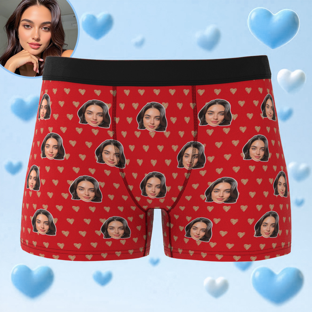 Benutzerdefinierte Herren-boxershorts Mit Foto, Personalisierte Gesichtsunterwäsche, Geschenk Für Ihn, Fotogeschenke Für Den Liebhaber - DePhotoBoxer