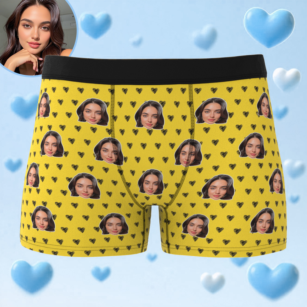 Benutzerdefinierte Herren-boxershorts Mit Foto, Personalisierte Gesichtsunterwäsche, Geschenk Für Ihn, Fotogeschenke Für Den Liebhaber - DePhotoBoxer