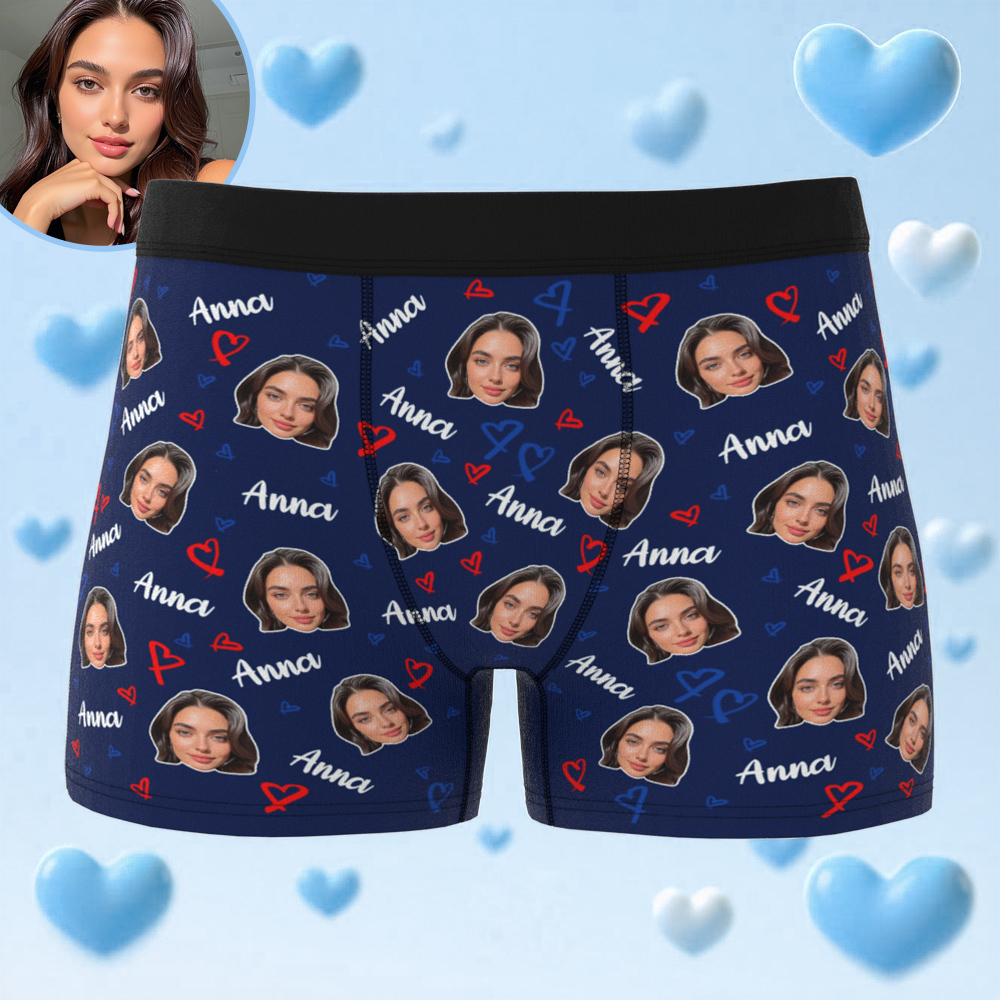 Benutzerdefinierte Foto-boxershorts Für Herren Mit Gesicht, Benutzerdefinierte Gesichtsunterwäsche Für Männer, Unterwäsche Als Jubiläumsgeschenk - DePhotoBoxer