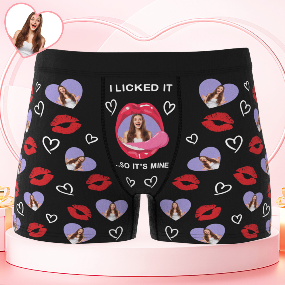 Lustige Personalisierte Boxershorts Mit Ihrem Gesicht Für Den Ehemann „i Licked It So Its Mine“