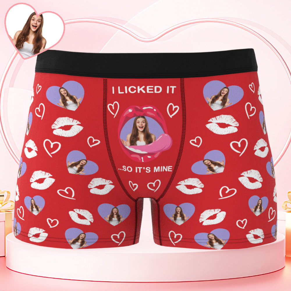 Lustige Personalisierte Boxershorts Mit Ihrem Gesicht Für Den Ehemann „i Licked It So Its Mine“ - DePhotoBoxer