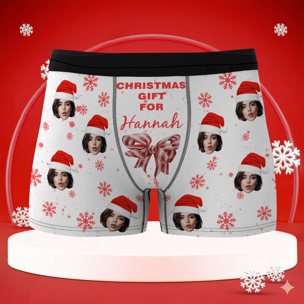 Personalisierte Weihnachtsboxershorts Für Herren Mit Gesicht – Lustiges Unterwäsche-geschenk Für Freund, Ehemann Oder Paare - DePhotoBoxer