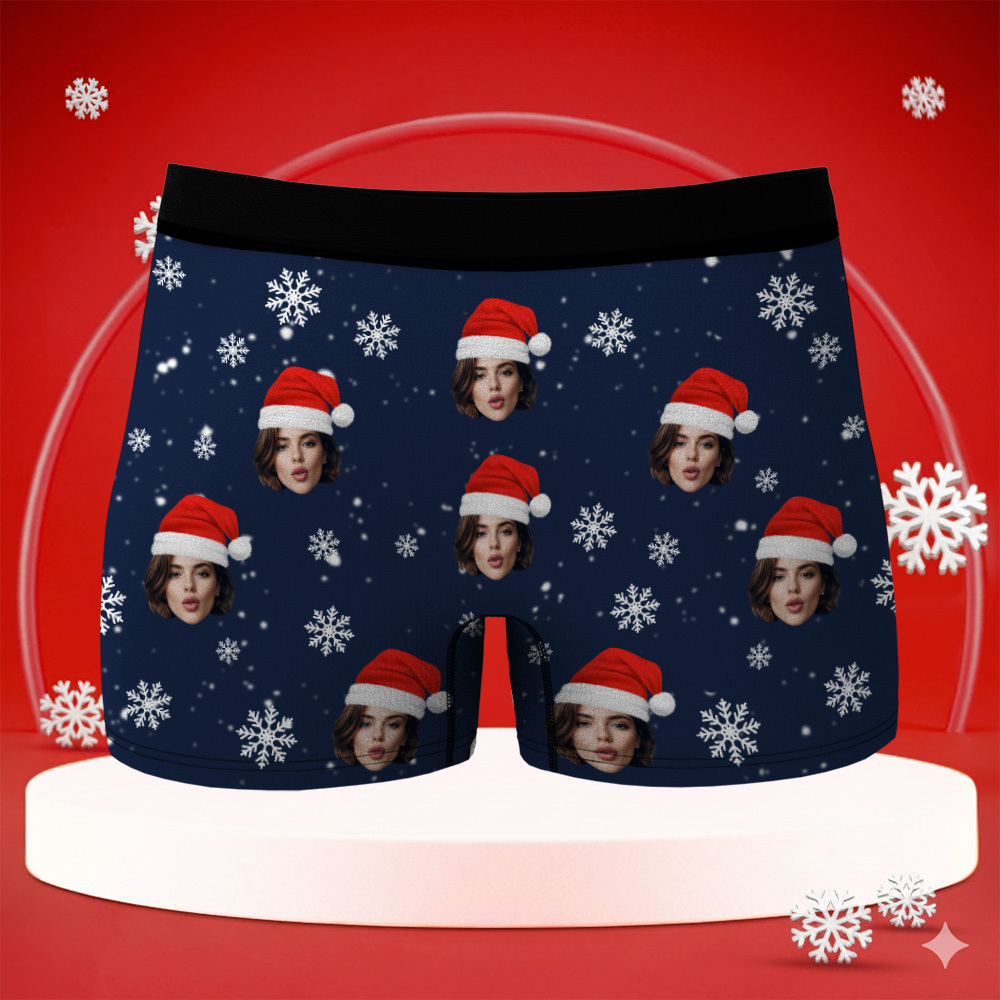 Personalisierte Weihnachtsboxershorts Für Herren Mit Gesicht – Lustiges Unterwäsche-geschenk Für Freund, Ehemann Oder Paare - DePhotoBoxer
