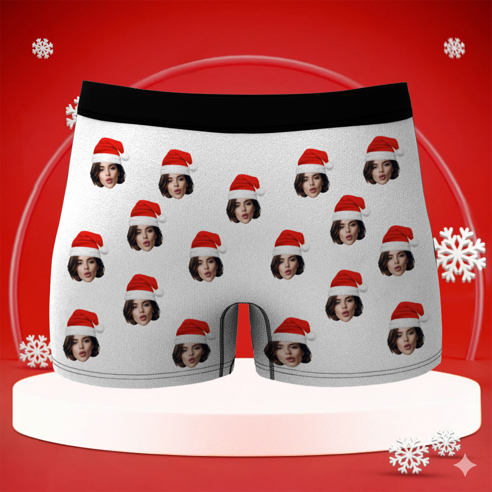 Personalisierte Weihnachts-boxershorts Für Männer Mit Gesicht – Lustiges Unterwäsche-geschenk Für Freund, Ehemann Oder Paare - DePhotoBoxer