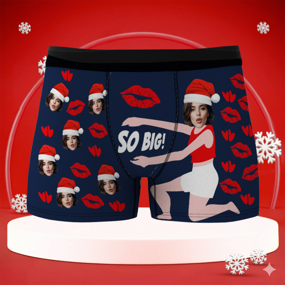 Personalisierte Weihnachts-boxershorts Für Männer Mit Gesicht – Lustiges Unterwäsche-geschenk Für Freund, Ehemann Oder Paare - DePhotoBoxer