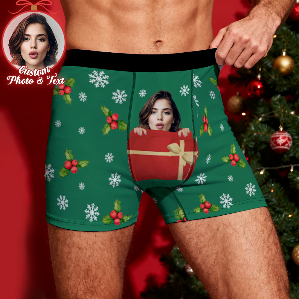 Personalisierte Weihnachtsboxershorts Für Männer Mit Gesicht – Lustiges Unterwäsche-geschenk Für Freund Oder Ehemann - DePhotoBoxer