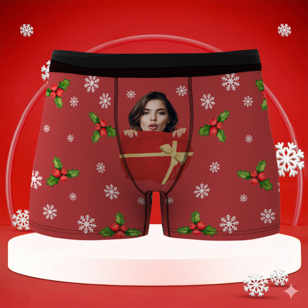 Personalisierte Weihnachtsboxershorts Für Männer Mit Gesicht – Lustiges Unterwäsche-geschenk Für Freund Oder Ehemann - DePhotoBoxer
