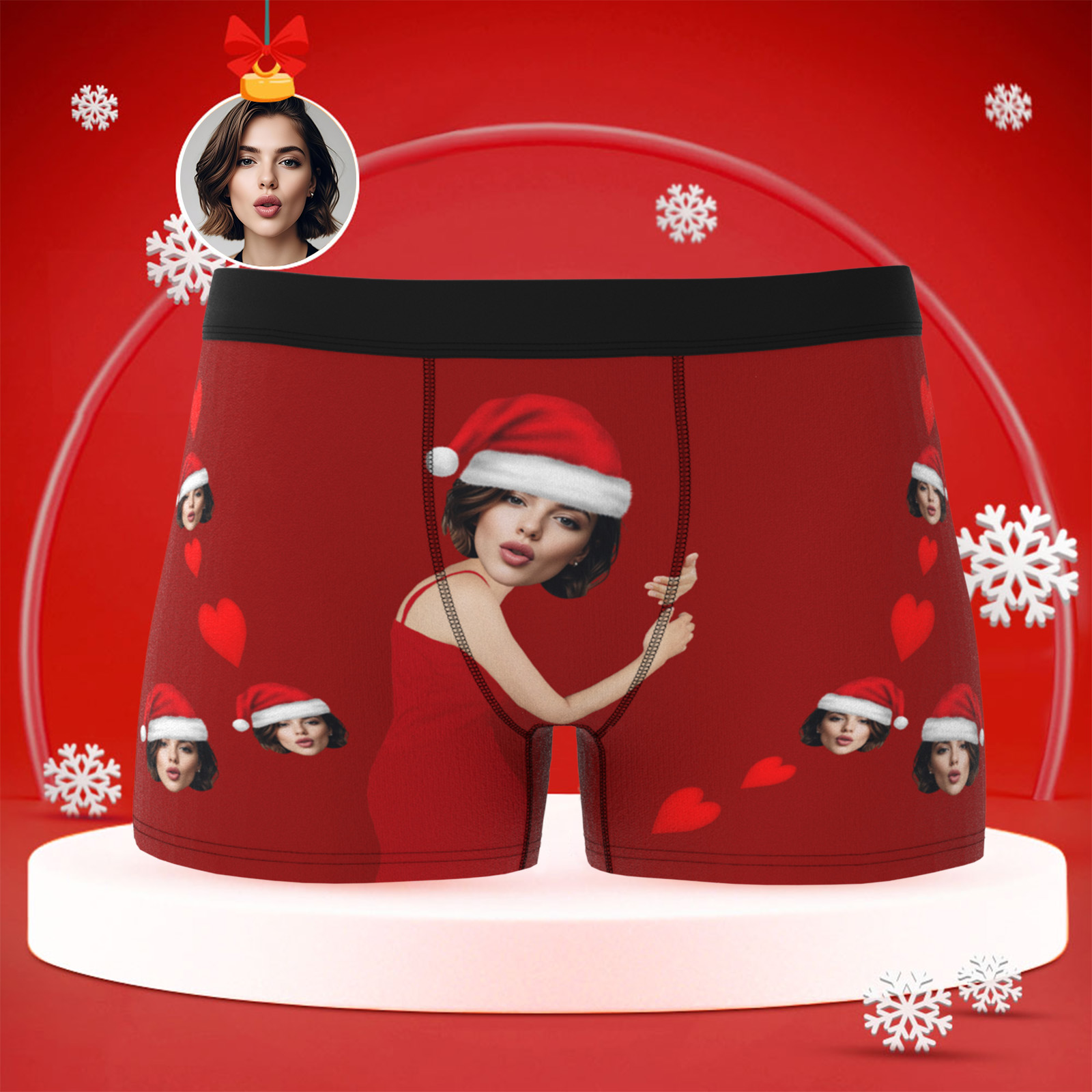 Personalisierte Weihnachtsboxershorts Für Herren Mit Gesicht, Lustiges Personalisiertes Unterwäschegeschenk Für Freund, Ehemann Oder Paare - DePhotoBoxer