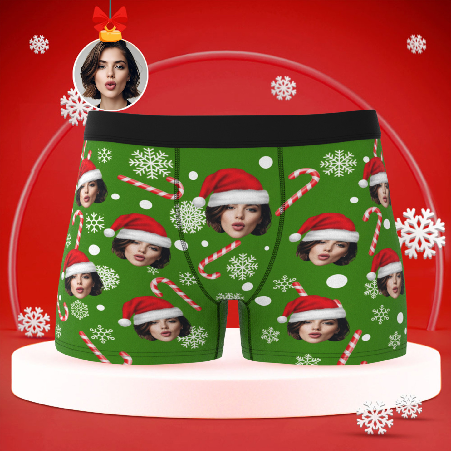 Personalisierte Weihnachtsboxershorts Für Herren Mit Gesicht, Lustiges Personalisiertes Unterwäschegeschenk Für Freund, Ehemann Oder Paare - DePhotoBoxer