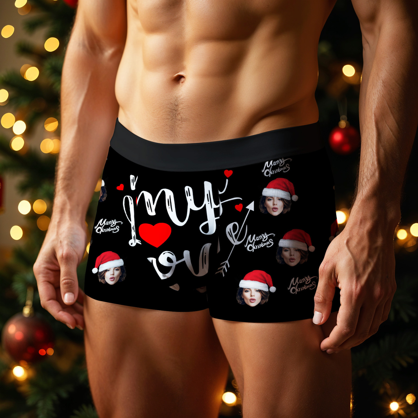 Personalisierte Weihnachts-boxershorts Mit Dem Aufdruck „my Love" – Das Perfekte Geschenk Für Freund, Ehemann Oder Paare - DePhotoBoxer